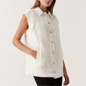 AJE FRONTIER OVERSIZED VEST, SIZE AUS 6 (US XS) LIKE NEW, WHITE